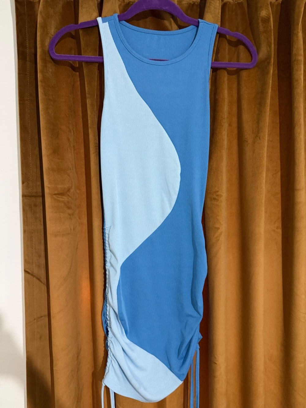 SHEIN Blue Two-Tone Asymmetrical Tank Dress